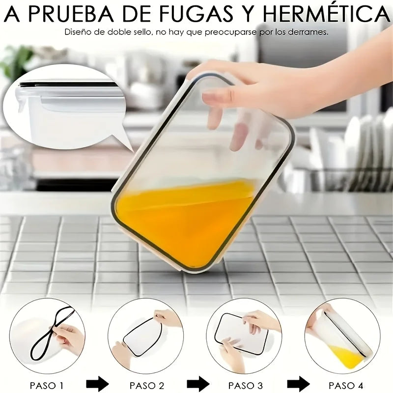 4-Piece Food Storage Containers Set with Lids, Airtight for Fruits Vegetables Pasta Kitchen Organization