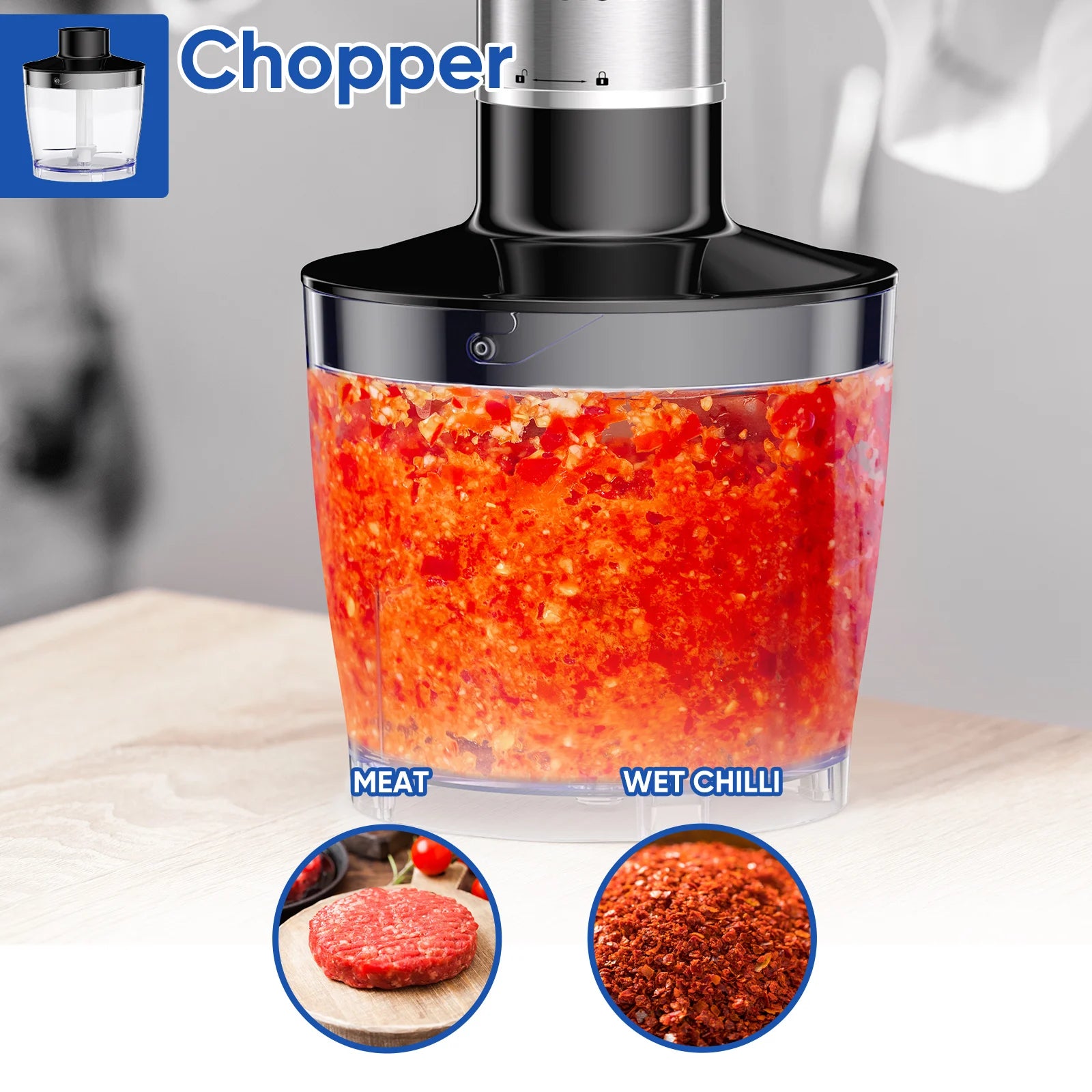 BioloMix 1000W 4-in-1 Immersion Hand Blender | Chopper, Whisk & Smoothie Cup