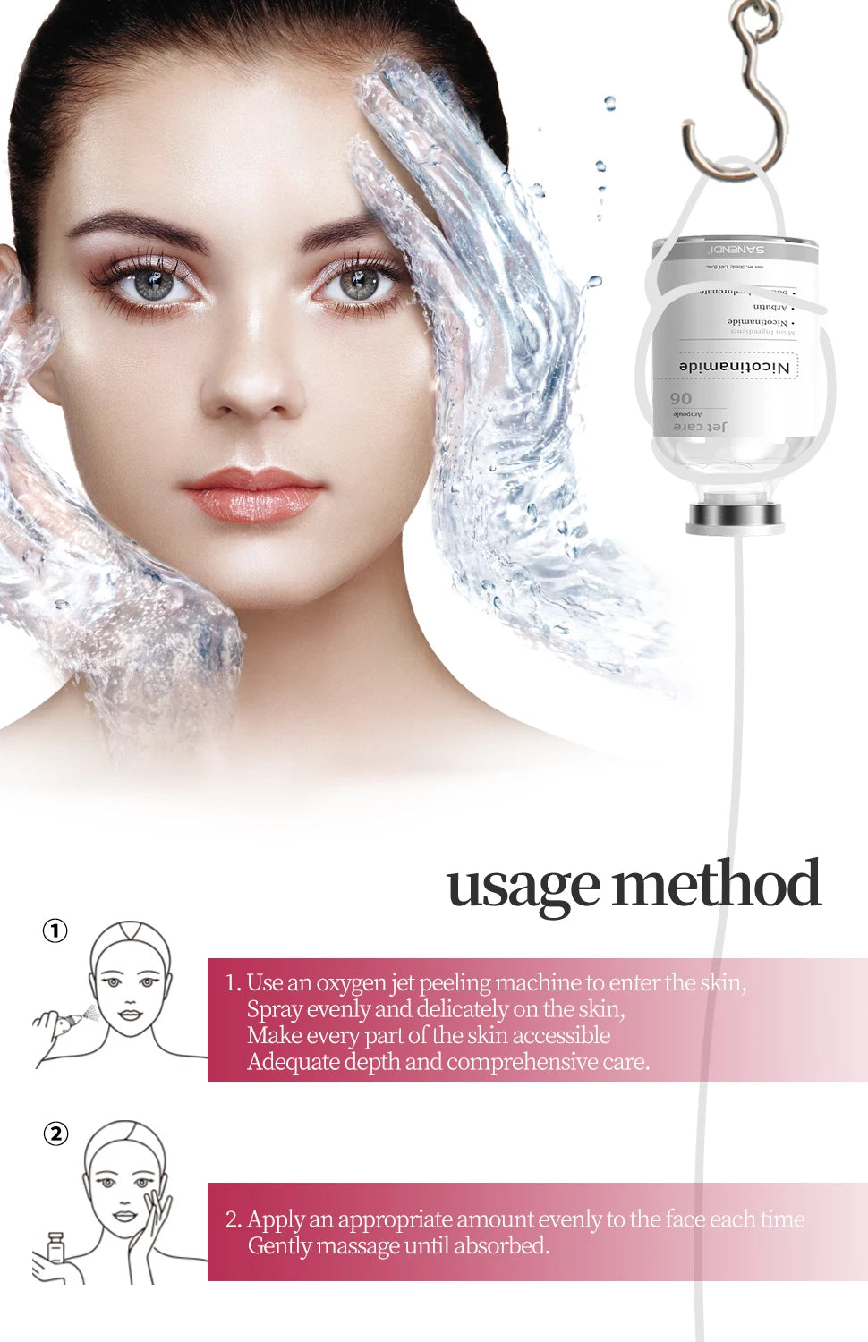 Skincare Ampoule Facial Essence PDRN Salmon Oxygen Stem Cell Serum Whitening Anti-Aging Hydrating Serum