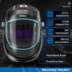ANDELI Auto Darkening Welding Helmet Large Viewing True Color Solar Powered Welding Mask for TIG MIG ARC Grinding Welder