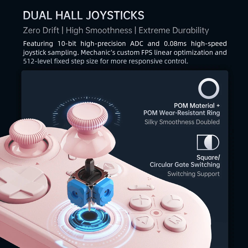 Machenik G1 Three-Mode Gamepads RGB Colorful Hall Effect Joystick Multiplatform Wireless Controller 2.4g Bluetooth Connection