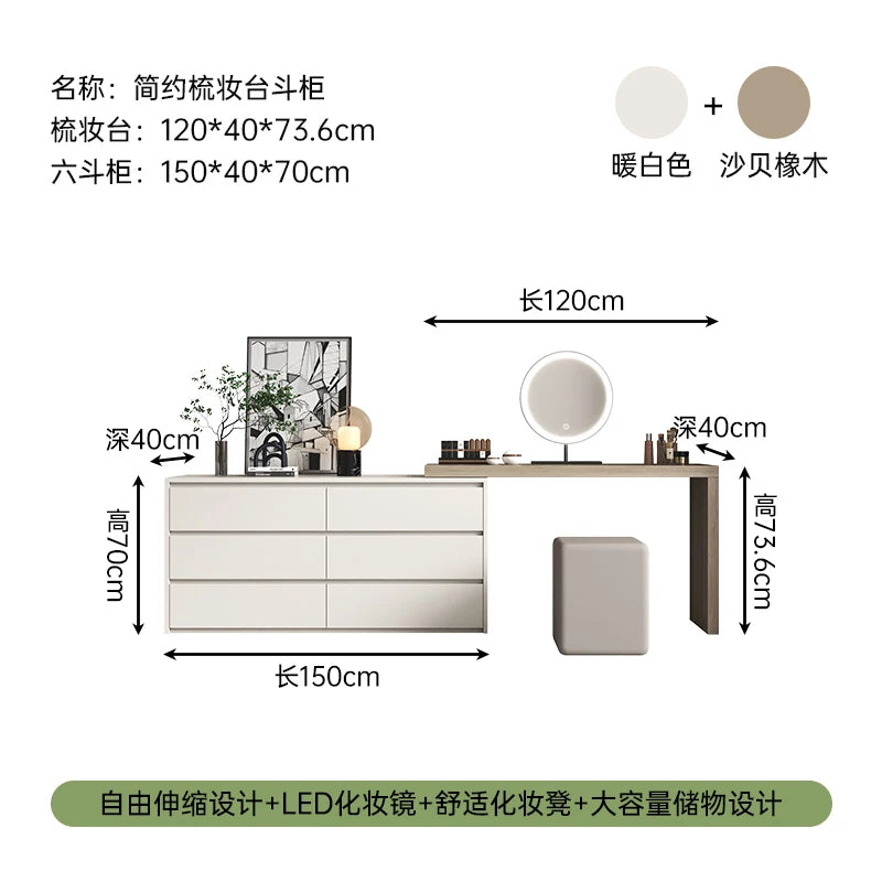 Modern Drawers Vanity Table Makeup Chair Desk Bedroom Big Dressing Table White Small Cabinet Mesa De Maquillaje Home Furniture