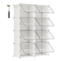 SONGMICSHOME 8-Cube Shoe Rack Organizer 32-Pair Plastic Storage Cabinet for Bedroom Entryway with Steel Frame