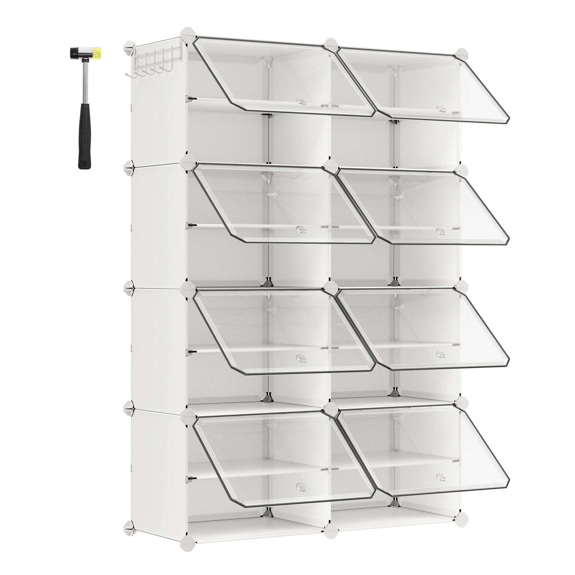 SONGMICSHOME 8-Cube Shoe Rack Organizer 32-Pair Plastic Storage Cabinet for Bedroom Entryway with Steel Frame