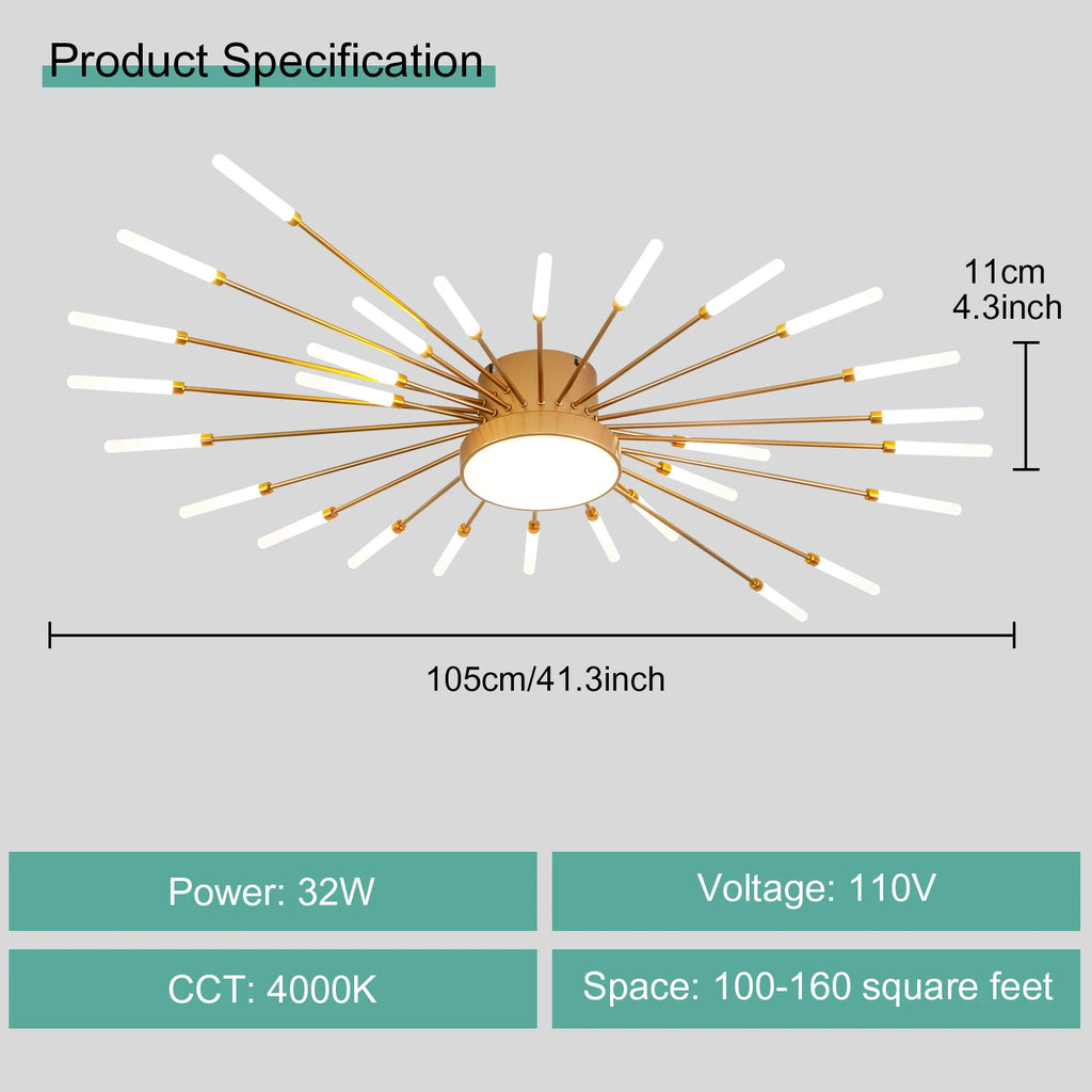 Modern LED Ceiling Light for Living Room Lamp Bedroom Ceiling Chandeliers AC 90-260V Gold Black Home Decoration Light Fixture