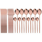 24Pcs Dinnerware Set Stainless Steel Tableware Knife Fork Tea Spoon Cutlery Set Multiple Colour Silverware Kitchen Flatware Set