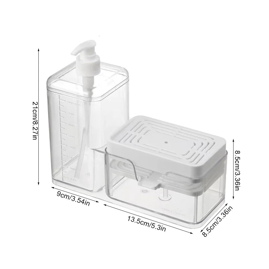 Hand Soap Dispenser for Kitchen Dual Soap Dispenser with Sponge Holder 2-in-1 Countertop Soap Pump Dispenser for Kitchen Sink