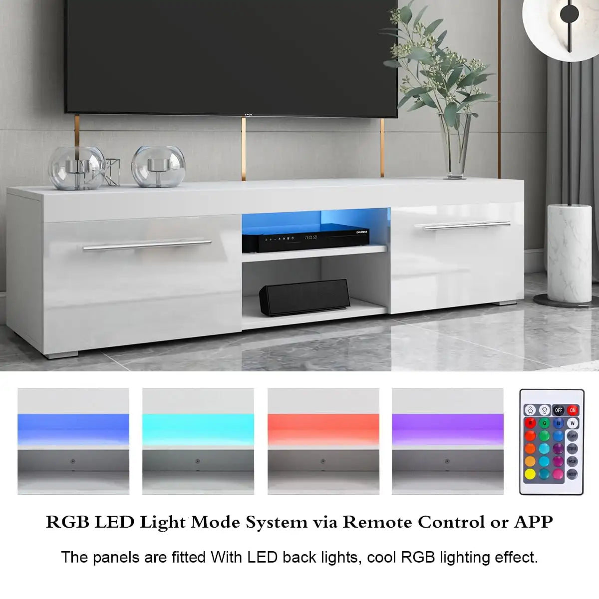 Modern High Gloss TV Stand for 59" TV