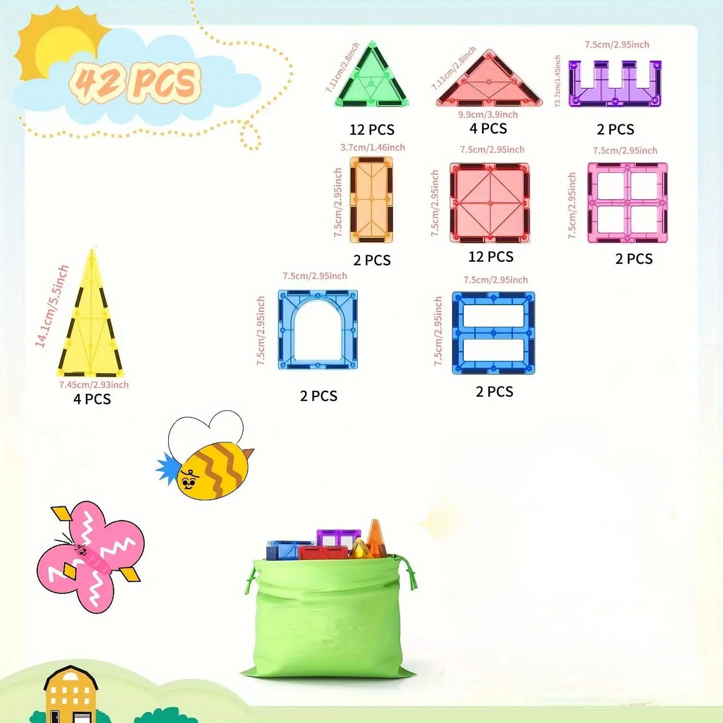 Magnetic Tiles STEM Toys for Kids Ages 3-8 | Sensory Building Blocks & Educational Games | AlluCanFind