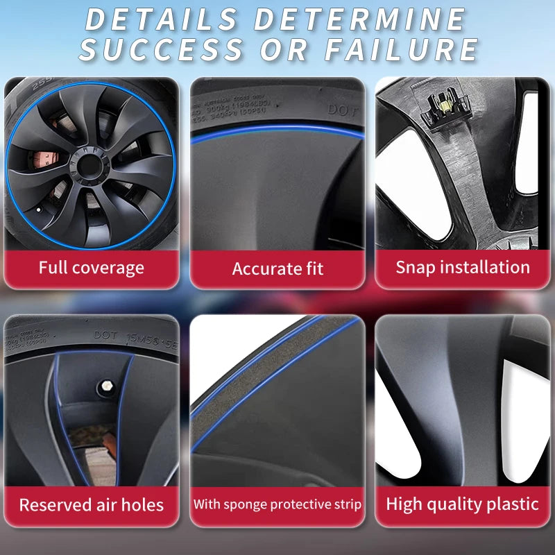 4PCS HubCap  For Tesla Model Y 19 Inch Performance Wheel Caps Automobile Replacemen Hub cap Full Rim Cover Accessories 2018-2024