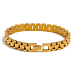 Yhpup Stainless Steel Chain Bracelet - Simple 18K Gold Plated Heavy Metal Fashion Jewelry for Men & Women | AlluCanFind