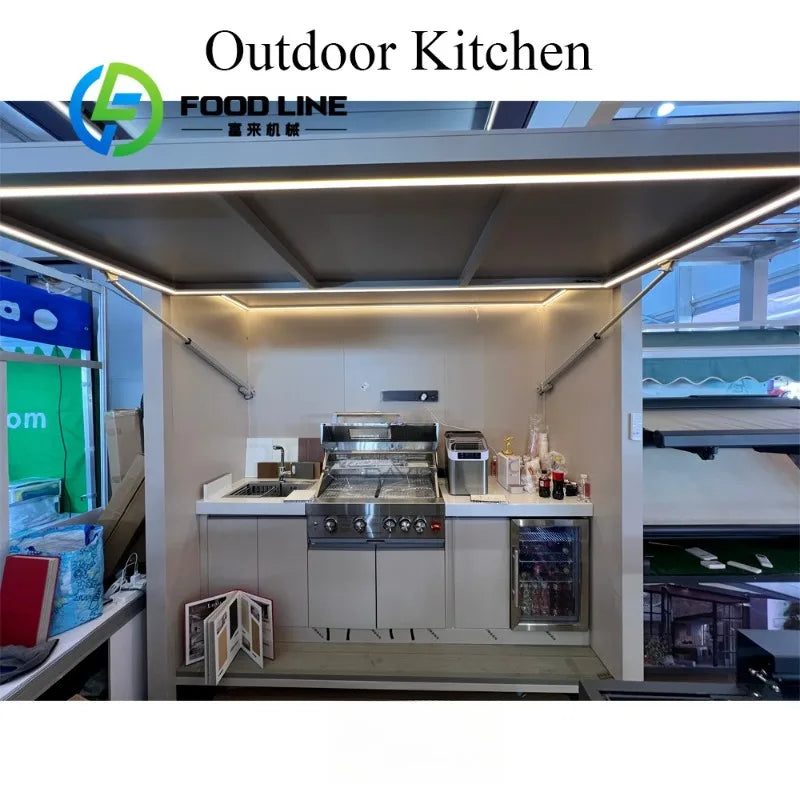 Outdoor Kitchen Factory Hot-selling Electric Smart Module Garden Cabinet Integrated Aluminum Alloy Kitchen Cabinet Set customize