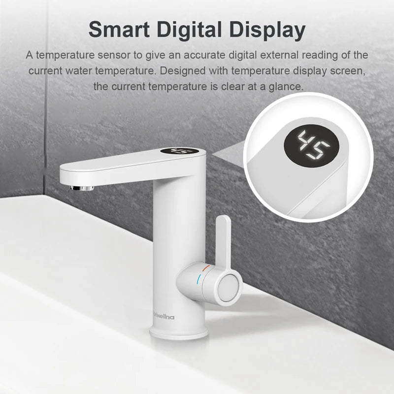 Briwellna Water Heater 220V 2 in 1 Basin Faucet Cold and Hot Water Tap Tankless Water Heater Flowing Eectric Faucet Heated Mixer