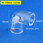 16mm Clear Acrylic Pipe Aquarium Fish Tank 90° Elbow Tee End Plug Connector Plexiglass Water Supply Tube Fittings DIY Connector