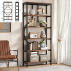 67 Inch Book Shelf, 5 Tier Industrial Etagere Bookcase with Open Shelves, Tall Bookshelf for Living Room, Bedroom, Home Office
