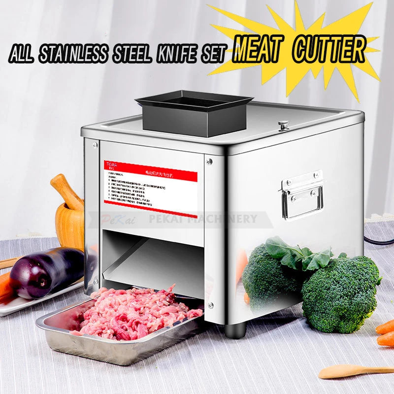 Electric Meat Slicer 150Kg/H 2.5/3.5/5/7MM Commercial Stainless Steel Automatic Vegetable Cutter Grinder Home Appliance