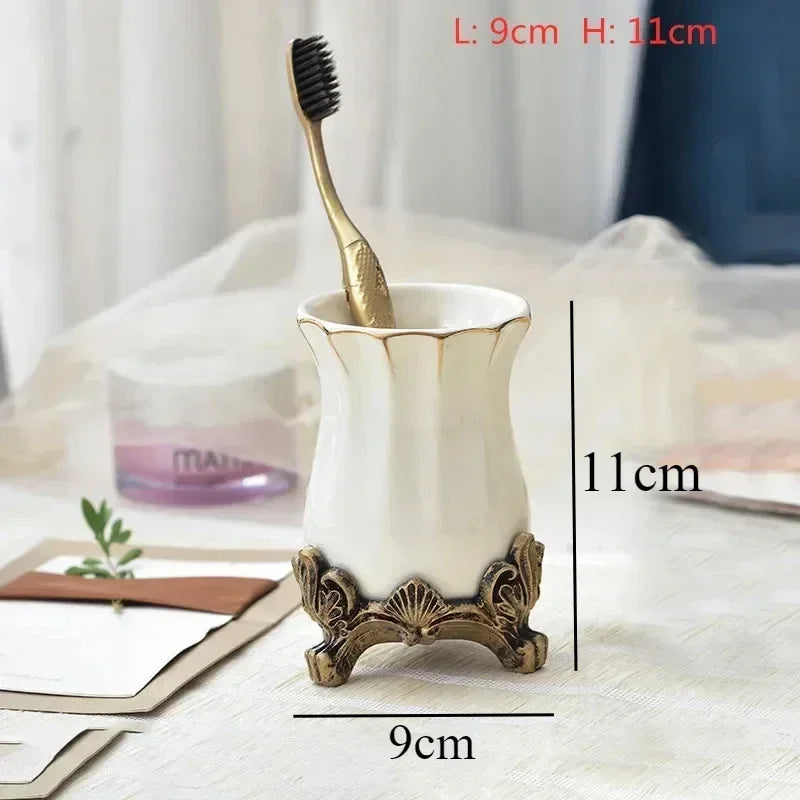 1 pc Ceramics White Lotion Bottle European Style Gargle Cup Soap Holder Toothbrush Holder Home Bathroom Accessories Supplies