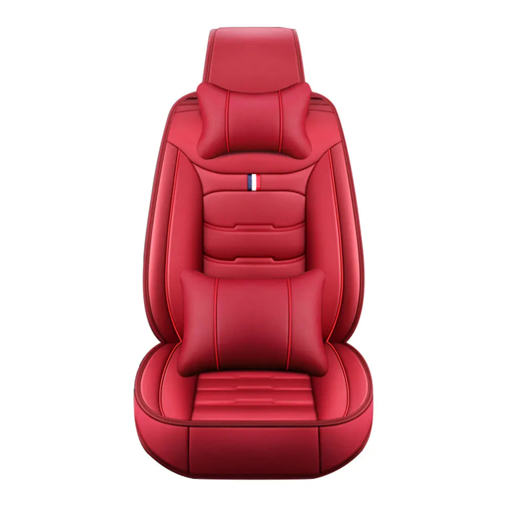 Car Seat Covers Red Full Set Luxury 2 Front Rear Seat Cover PU Leather  Winter Auto Protector Accessories ﻿