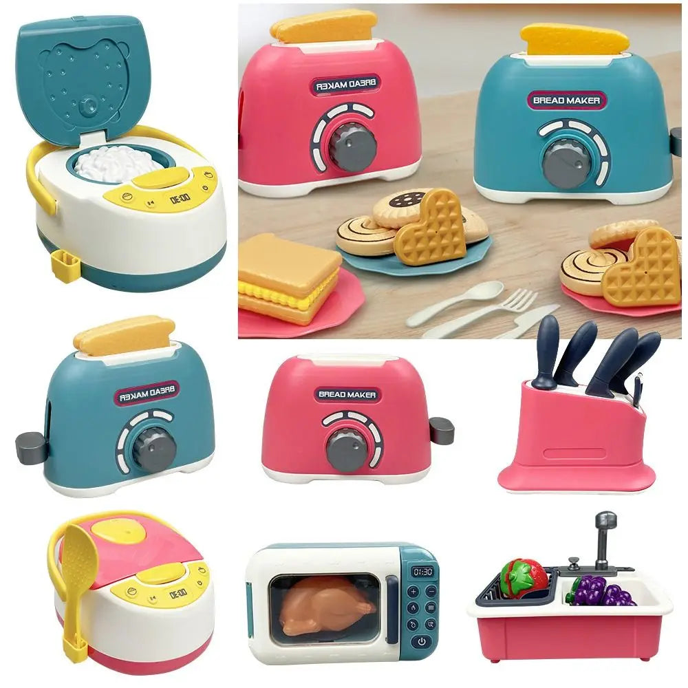 Funny Multicolor Cooking Playset Plastic Microwave Playing House Kitchen Toy Simulation Design Gas Stove Baking Playset Play