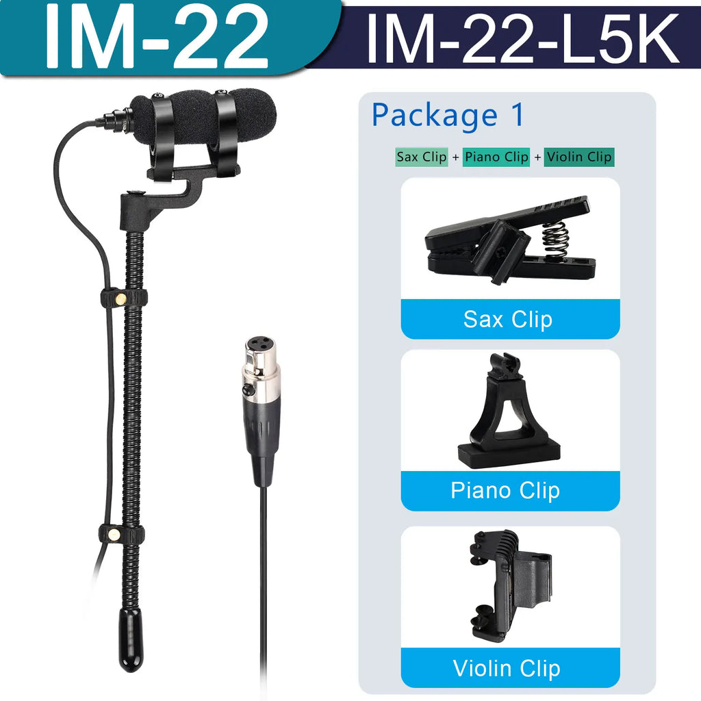Professional 3 Pin 4 PIN XLR Saxophone Microphone 3.5mm Portable Condenser Instrument Wind Violin Sax Piano Clarinet Mic IM-22