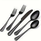 60pcs, Stainless Steel Flatware Set Black Silverware Mirror Polished Cutlery Set Birthdays Independence Day Dishwasher Safe