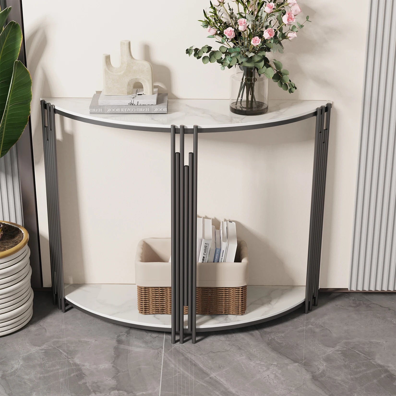 Modern Half Moon Console Table