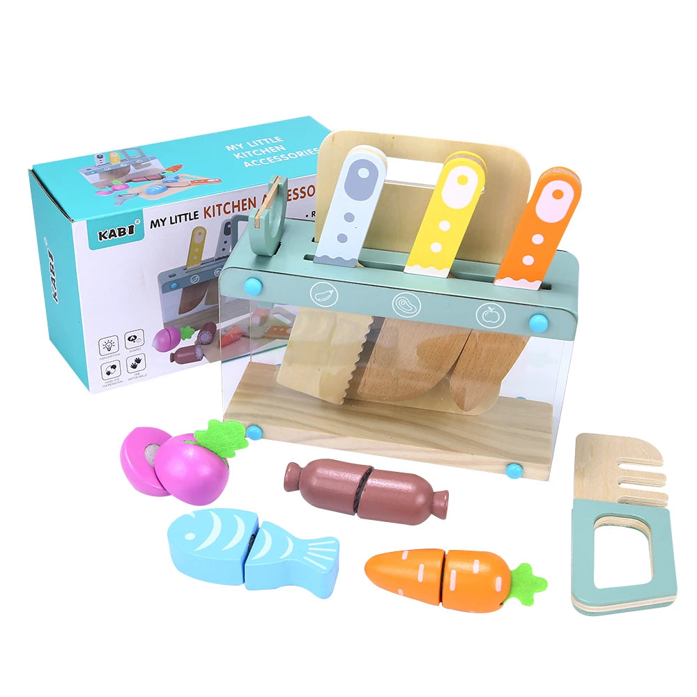 wooden Kitchen toy wooden tableware Food Sets toy  role play Educational Cosplay preschool gifts for kids Kitchen Accessories