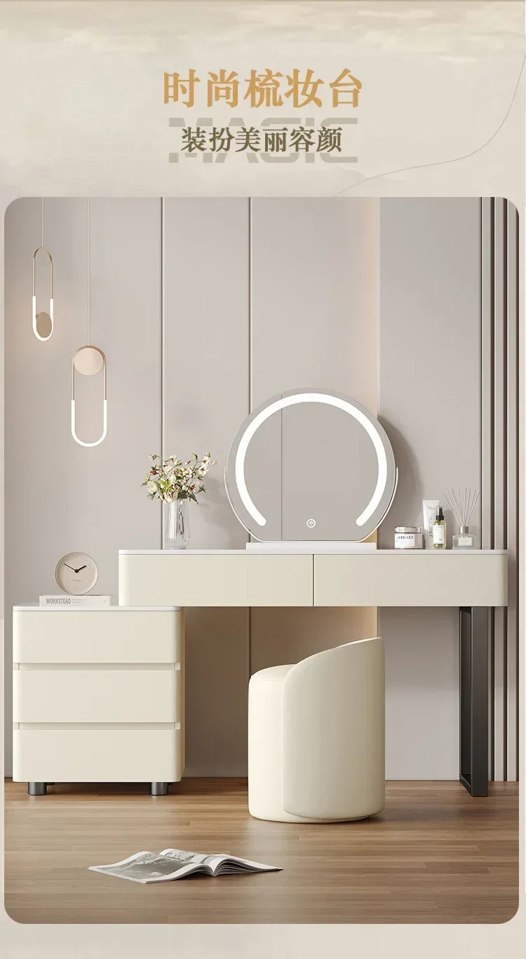 Light luxury dresser modern simple integrated small apartment storage cabinet desk retractable makeup table