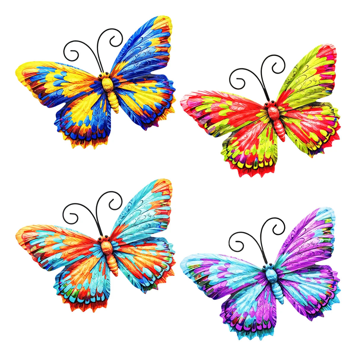 1PC Metal Art Butterfly Wall Decor Colorful Iron Art Butterfly Sculpture Butterfly Hanging Ornament for Outdoor Home Garden Yard