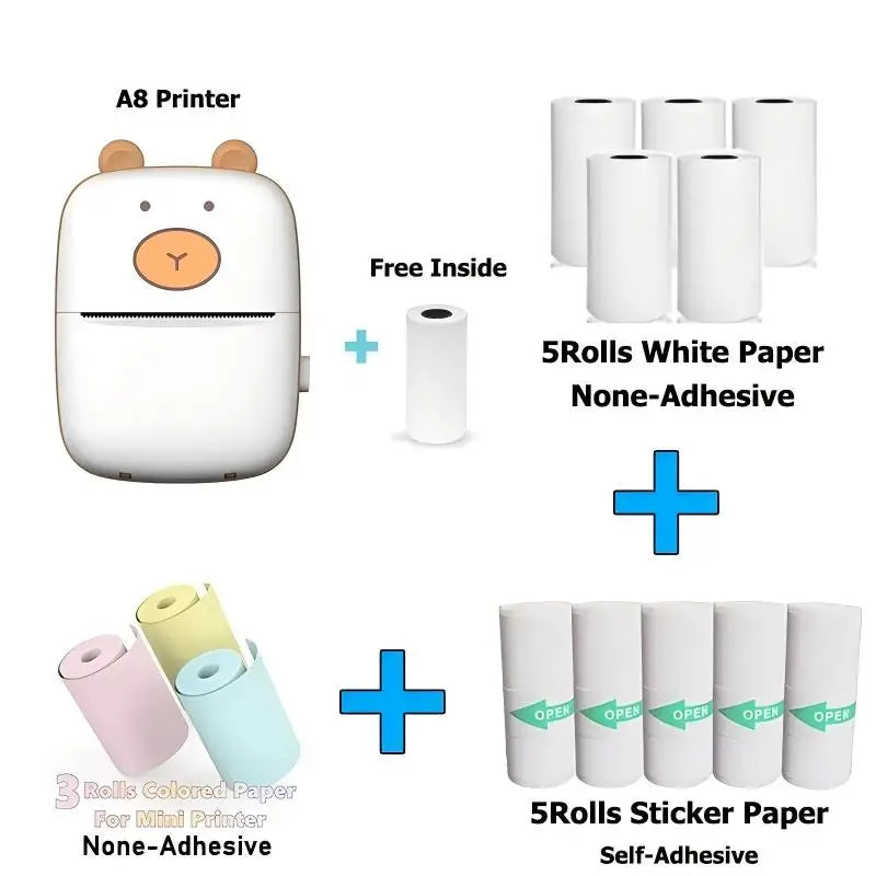 Portable Mini Thermal Photo Printer Cordless Label Printer Rechargeable Design Compact for Text Photos and Symbols for Printing