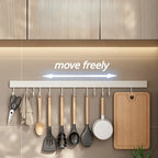 Wall Mounted Kitchen Storage Rack No Punch Shelves with Movable Hook Spoon Holder Organizer Kitchen Utensil Accessories