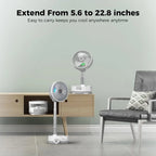 Portable Standing Oscillating Fan with Remote 20000mAh White Rechargea