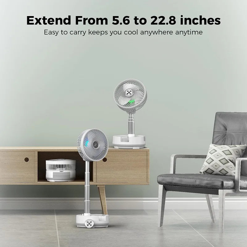 Portable Standing Oscillating Fan with Remote 20000mAh White Rechargea
