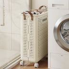 Folding dirty clothes basket, household laundry basket, with wheels, large capacity storage basket, balcony bathroom crevice