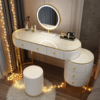 Nordic vanity chair white bedroom LED light Dresser storage cabinet makeup Dressing table light mirror stool bedroom furniture