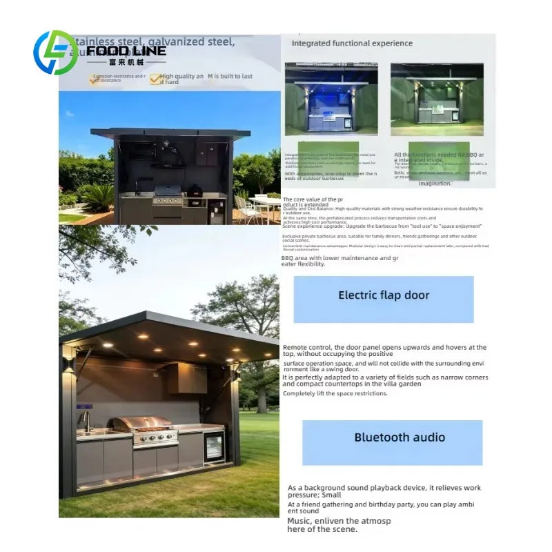 Customized Multi-functional Mobile Outdoor Kitchen Folding Party Kitchen Modern Stainless Oven Integrated Barbecue Kitchen