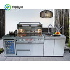 Customized Modular DIY Stainless Steel Outdoor Kitchen with Grill Fridge Sink Adjustable Height for Patio Backyard
