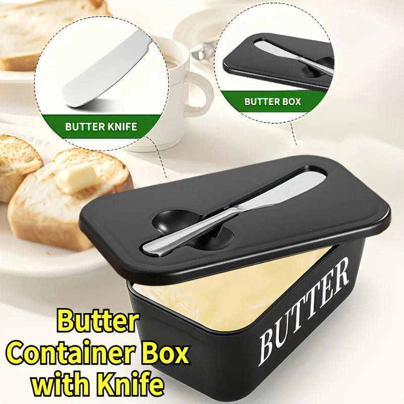 Butter Container Box with Knife Kitchen Restaurant Sealed Storage Box Cheese Box With Lid Butter Slicer Butter Dish Tableware