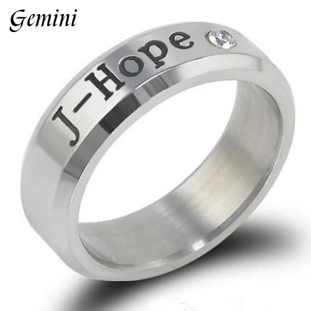 BTS ARMY Kpop Rhinestone Titanium Steel Ring - 18mm