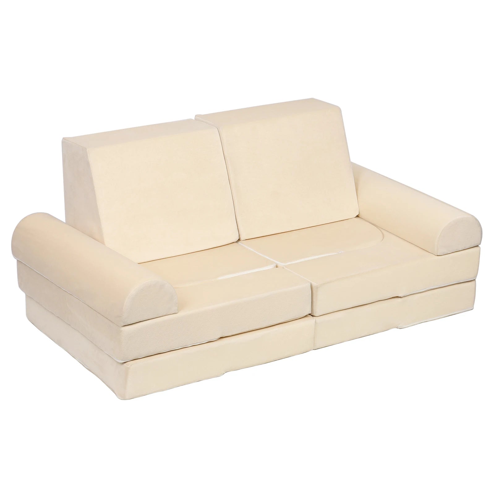 Toddler Play Sofa Multifunctional Kids Play Couch Set, Toddler Sofa for Bedrooms Living Room, Beige Gray color