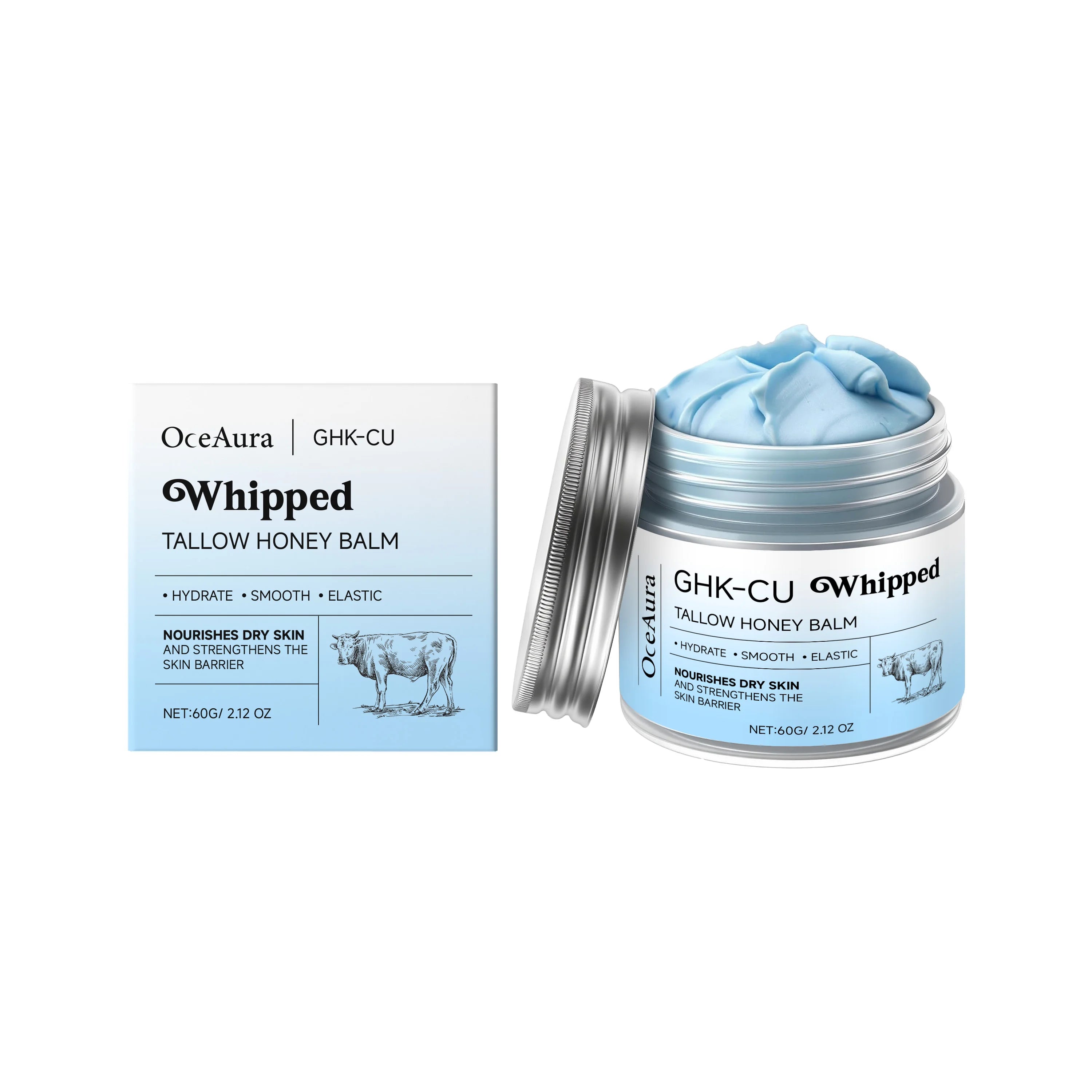 Copper Peptides GHK-Cu Beef Tallow for Skin: Blue Balm Manuka Honey Face and Body Moisturizer for Mature, Dry & Sensitive Skin