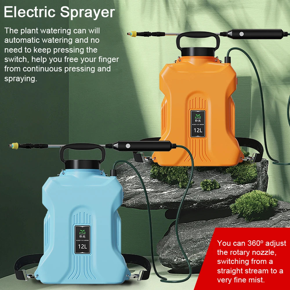 12L Rechargeable Shouldered Sprinkler Handheld Electric Sprayer Atomizing Watering Bottle Water Sprayer Garden Plants Sprayer