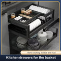 SSOUIM Kitchen Easy Drawer Basket Cabinet Tilt Free Drawer Dish Basket Three-Layer Drawer Spice Pot Storage Rack