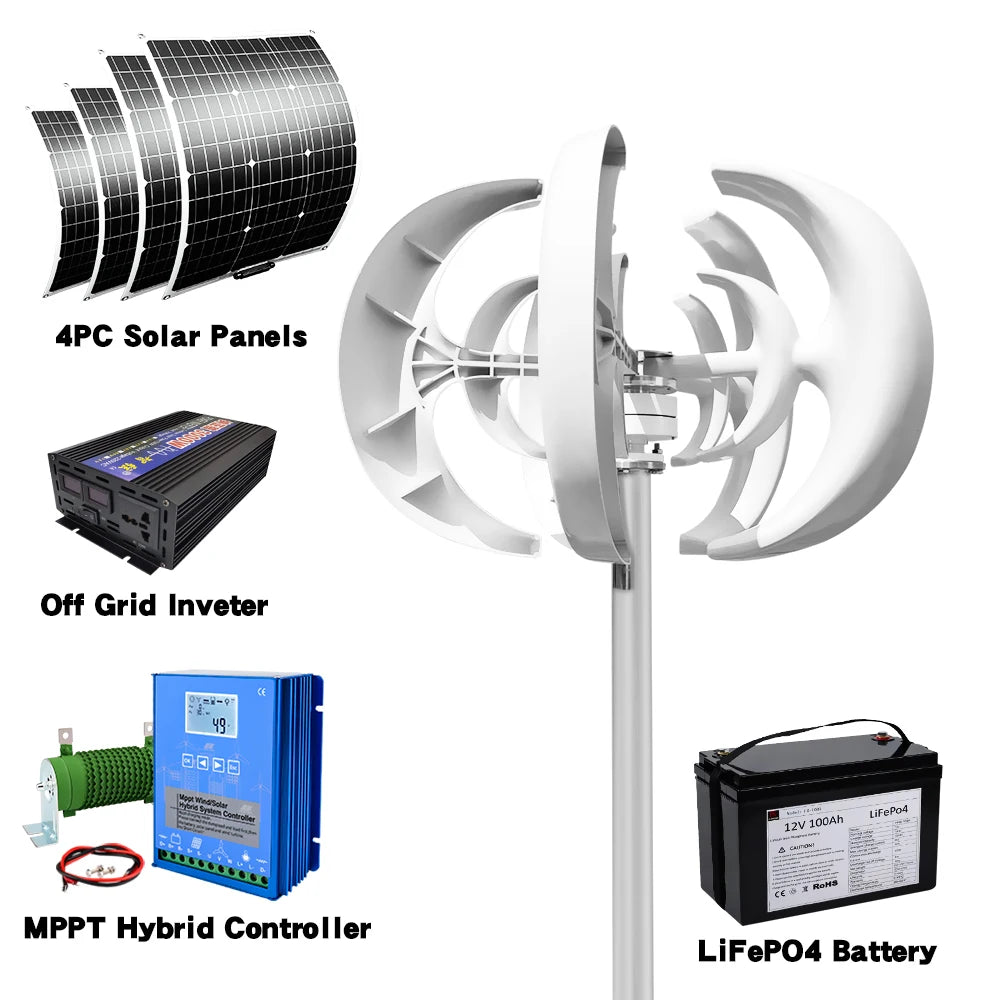 Rapid Delivery Of 5000W 24V 48V Vertical Wind Turbine Household Low Noise And Efficient Solar Cell System in Poland