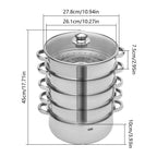 5 Tier Stainless Steel Steam Cooker Steamer Food Vegetable Pot Kitchen 26CM/28CM/30CM
