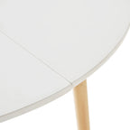 EGOONM Modern Round Dining Table Nordic Scandinavian MDF Top Solid Beech Legs for Living Room Dining Room White