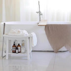 Non-Slip Shower Stool, Mold-Resistant Storage Seat, Double-Decker Bath Bench with Organizer, Mobile Entryway Changing Bench