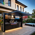 Customized Factory Design Luxury Stainless Steel Outdoor Kitchen Cabinets Shed Modern Kitchen with BBQ Grill