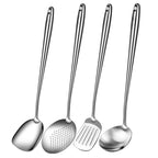 Kitchen Utensils Set Food Stainless Steel Wok Spatula and Ladle, Skimmer Spoon,Slotted Spatula Turner Utensil Wok Accessories
