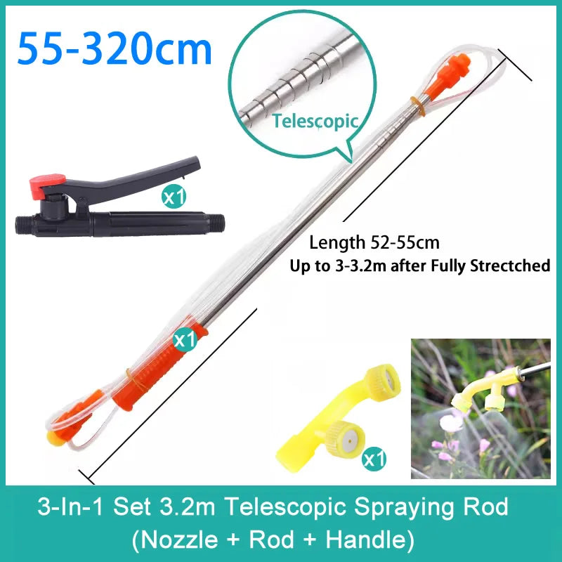 New Retractable 2.2/3.2m Spraying Rod For Hand Pressure Sprayer Outdoor Garden Pesticide Spray Tree Watering Can Accessories